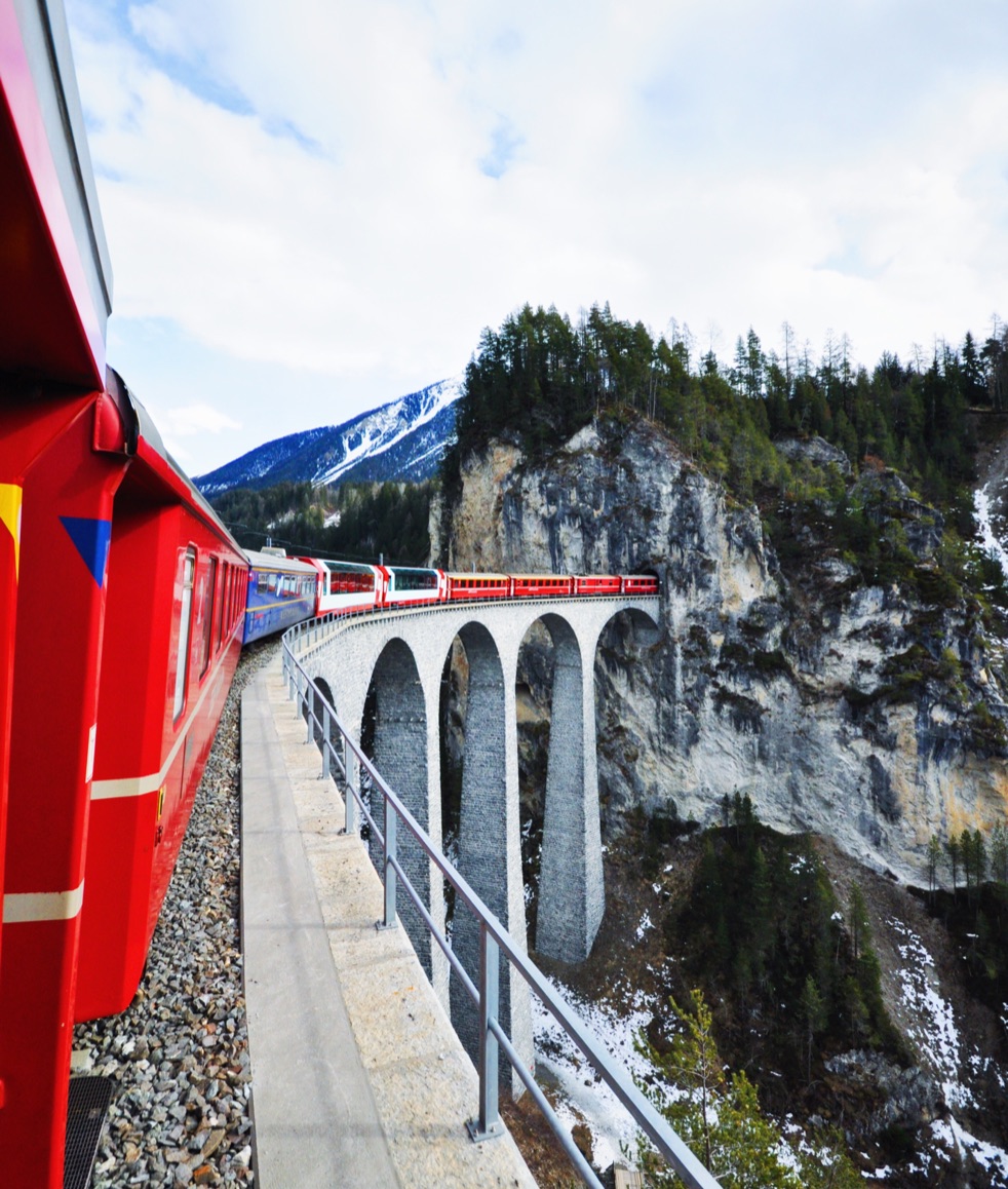 A spectacular view of the Bernina Express railway